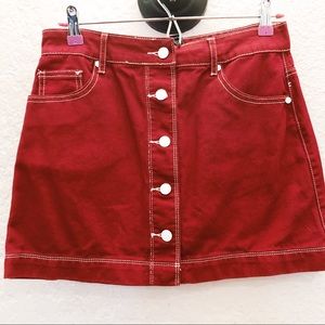 forever 21 red denim mini skirt